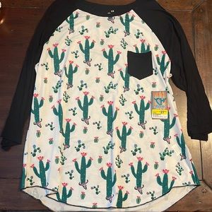 3/4 length xxl / 2X cactus cowgirl hardware stretch top with pocket NWOT